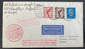 1931 Germany Bremen Catapult First Flight Airmail Cover To Windsor Canada