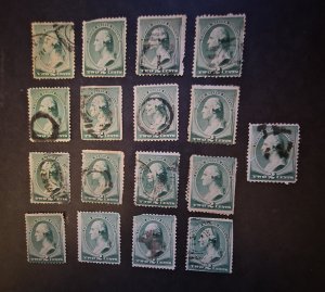 US Scott 213 2c green George Washington Used Stamp Lot  T16235
