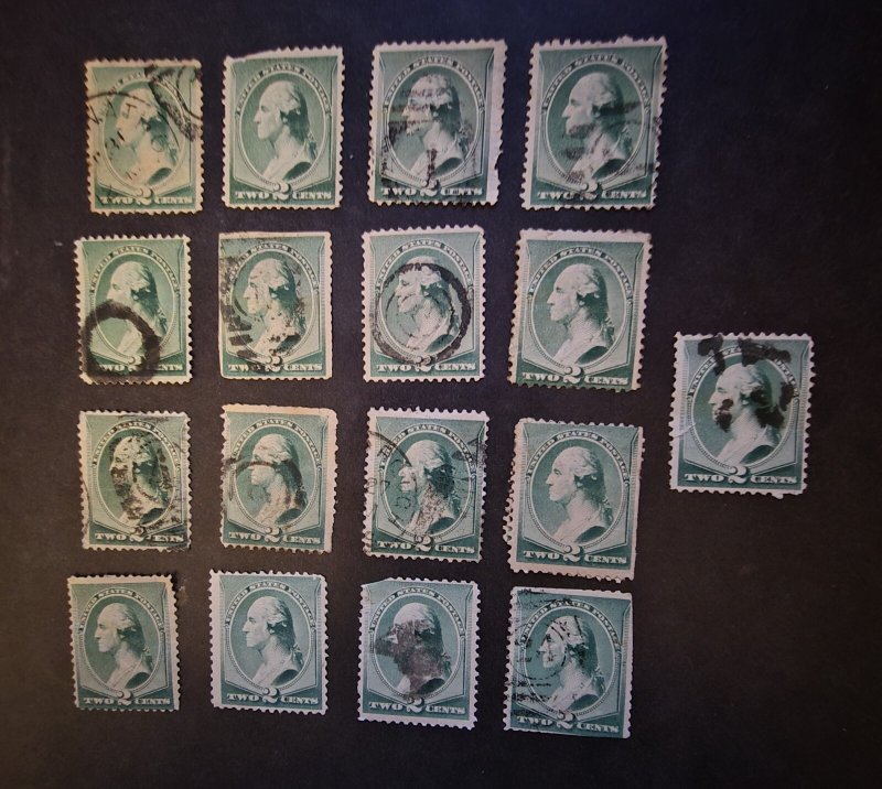 US Scott 213 2c green George Washington Used Stamp Lot  T16235