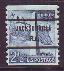 Jacksonville FL, 1056-71 Bureau Precancel, 2½¢ coil Bunker Hill