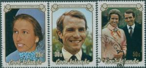 Cook Islands 1973 SG450-452 Princess Anne Wedding set FU