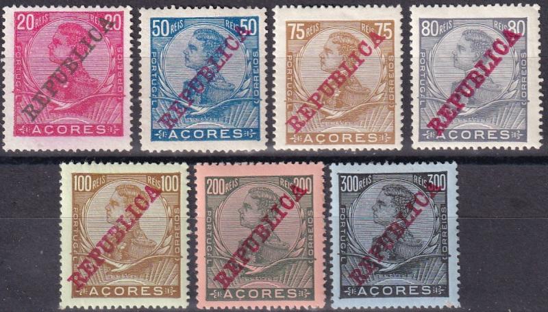 Azores #116, 118-23  F-VF Unused  CV $23.25 (A19443)