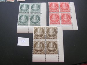 GERMANY BERLIN 1953 MNH  SC 9N94-96 BLOCKS  XF $36 (114)