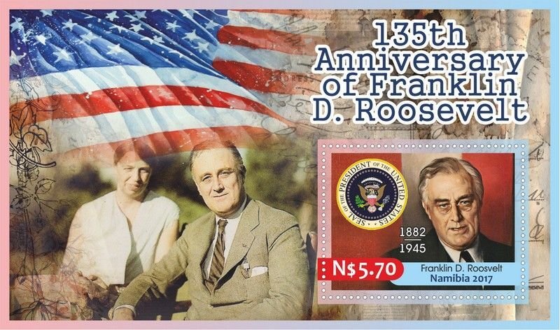 Stamps. Franklin Delano Roosevelt 6 sheets sperforated MNH** 2017 year NEW!