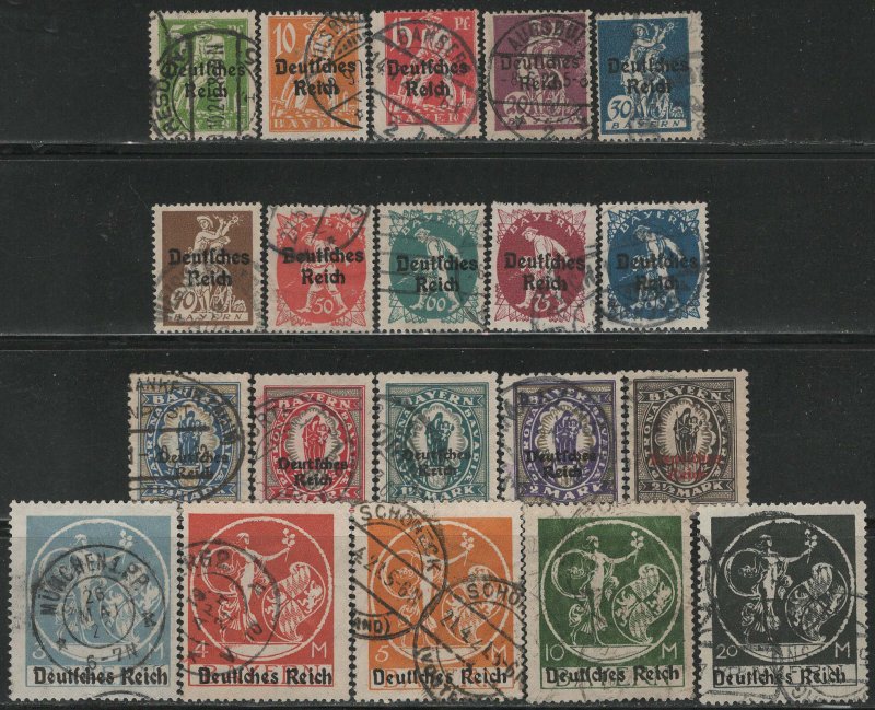 German States Bavaria Scott # 256 - 275, used, w/o # 270A, all exp h/s