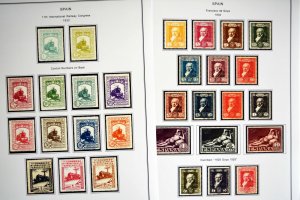 COLOR PRINTED SPAIN 1850-1940 STAMP ALBUM PAGES (42 illustrated pages)