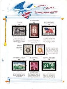 U S 1959 Commemorative Airmail Mint NH Year Set on White Ace Album Pages-3 Scans