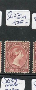 FALKLAND ISLANDS  (P1912BB)  QV  1D  SG 22     MOG