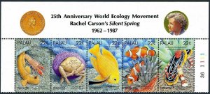 Palau 178-182a strip-margin,MNH.Michel 216-220. Symbiotic Marine Species,1987.