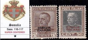 Italy Somalia - Sassone n.116-117  MH* SUPER CENTERED