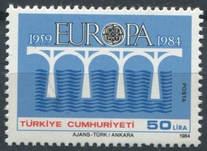 Turkey Sc#2275 MNH, 50L bl & multi, Europa (C.E.P.T.) 1984 - Bridge-25th Anni...