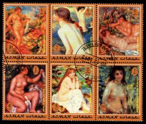 Ajman - Cinderellas Block of Six (Renoir Paintings)