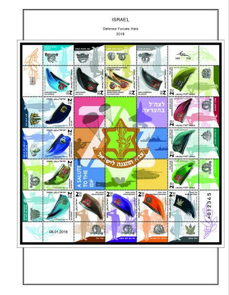 COLOR PRINTED ISRAEL 2011-2018 STAMP ALBUM  PAGES (58 illustrated pages)