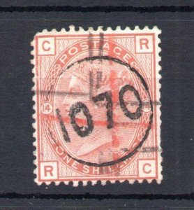 1/- PLATE 14 WATERMARK CROWN USED WITH '1070' TELEGRAPHIC CANCEL