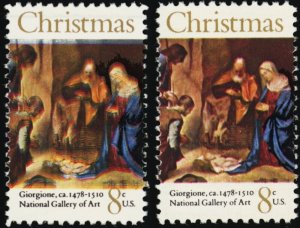 1444, Mint NH 8¢ Color Shift ERROR Christmas Stamp - Stuart Katz