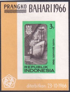 INDONESIA - 1966 MARITIME DAY / SHIP - SOUVENIR SHEET MINT NH