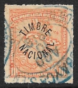 CUBA 1917 10c MAP Timbre Nacional Overprinted GENERAL REVENUE GP5 Used