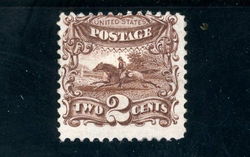 USAstamps Unused VF US 1869 Pictorial Issue Pony Express Sctt 113 OG MHR + Grill