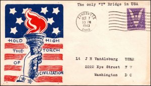 7 Oct 1943 WWII Patriotic Cover Hold High The Torch Of..... Sherman 3424