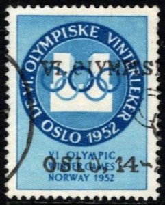 1952 Norway Poster Stamp Oslo Winter Olympic Games Postally Used