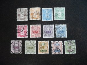 Stamps - Japan - Scott#127-133,137,139-141,143,145 - Used Part Set of 13 Stamps