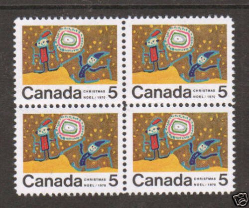 Canada USC 522i MNH. 1970 5c Christmas Center Block, VF