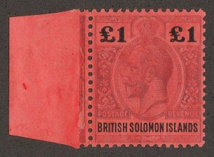 SOLOMON ISLANDS 1914 KGV £1 purple & black on red, wmk Mult Crown. MNH **.