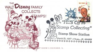THE WALT DISNEY FAMILY COLLECTS STAMPS! STAMP SHOW STATION CACHET COVER 1987