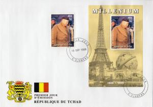 Chad 1999 Sc#808h General Dwight Eisenhower WWII Set + Souvenir Sheet Perf.FDC