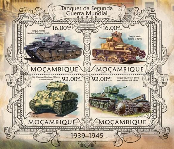 MOZAMBIQUE 2013 SHEET TANKS WW2 SECOND WORLD WAR