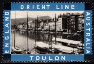 1930's Australia Poster Stamp The Orient Steam Navigation Company Toulon