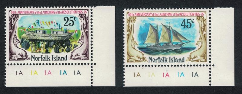 Norfolk 'Resolution' schooner 2v Bottom Right Corners SG#170-171 SC#192-193