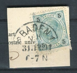 AUSTRIA; 1890s-1900s early F. Joseph issue fine used Full Postmark PIECE