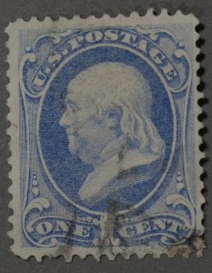United States #156 Used VF/XF Pale Ultra Light Cancel Bright Paper