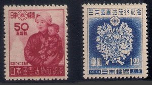 Japan Sc#380-381 Inauguration of the Constitution (1947) MH