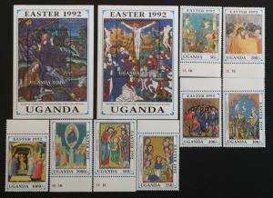 Uganda 1992** Mi.1074-81 + Bl.163, 164. Limoges Enamel [20;30]