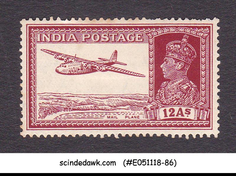 INDIA - 1937 12a KGVI lake SG#258 1V - MINT HINGED