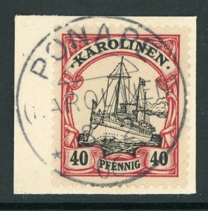 Germany 1901 Caroline Islands 40pf Unwmk (Sc #13) on Piece  CDS  F128