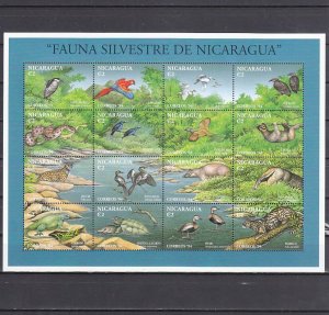 Nicaragua, Scott cat. 2053 a-p. Wildlife sheet. ^