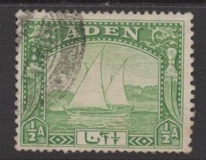 ADEN;  1937 early Dow issue fine used 1/2a. value