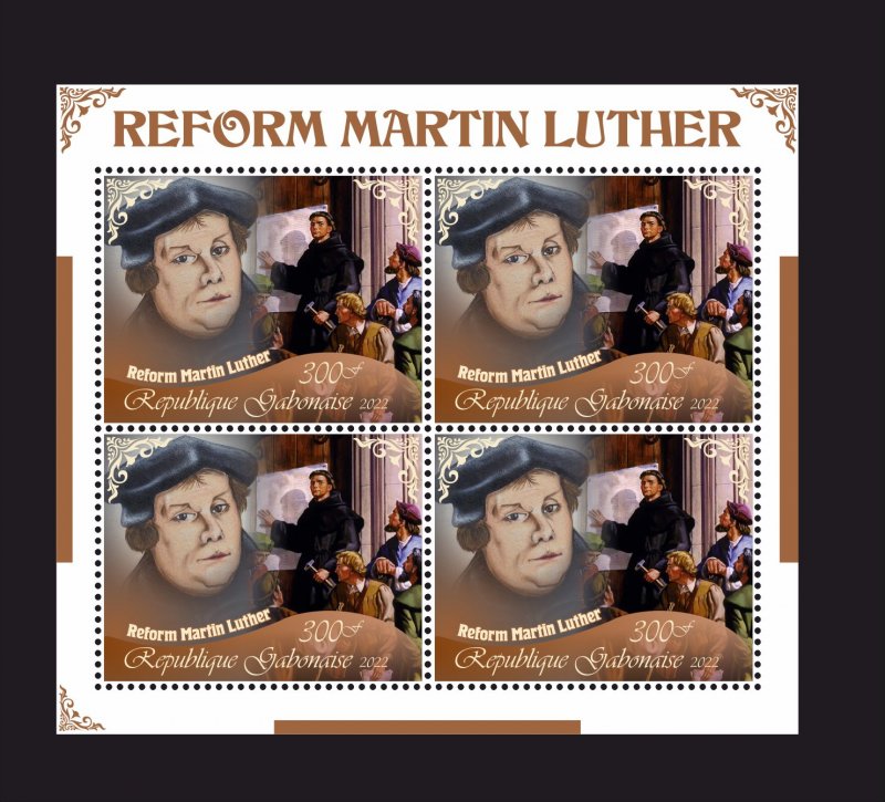 Stamps.Martin Luther 2022 year 10 sheets  perf Full Set  Gabon NEW