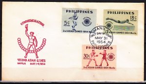 Philippines, Scott cat. 610-612. 2nd Asian Games. First day cover. ^