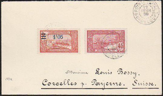 GUADELOUPE 1929 cover Pointe a Pitre to Switzerland.......................46717