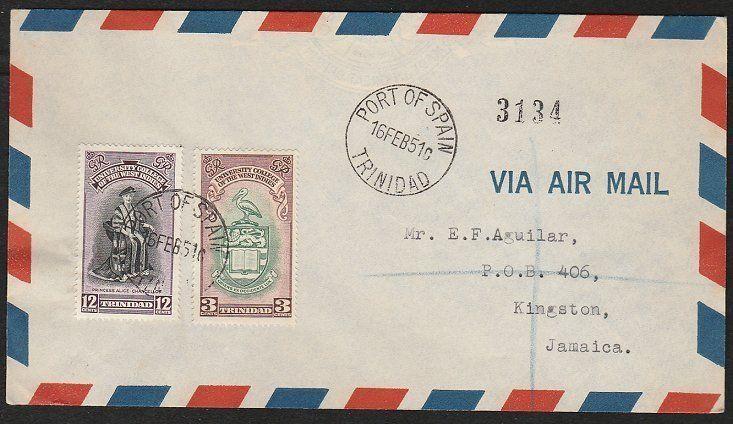 TRINIDAD 1951 University FDC Port of Spain to Jamaica......................59945