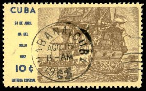 CUBA Sc E32 USED - 1962 10c Special Delivery - First West Indies Packet