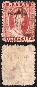 Natal SG76 1d Rose opt Postage (locally) Wmk CC Reversed Cat 95 pounds