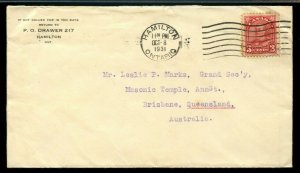 3c Arch issue to AUSTRALIA surface rate 1931 cover Canada