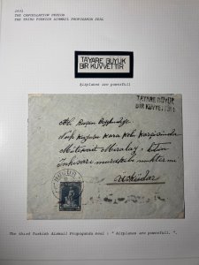 1931 Turkey Airmail Propaganda Cover Mucur to Uskudar Airplanes Are Powerful