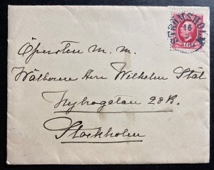 1902 Stockholm Sweden Cover Locally Used