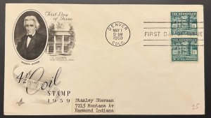 4½¢ COIL STAMP #1037 MAY 1 1959 DENVER CO FIRST DAY COVER (FDC) BX4